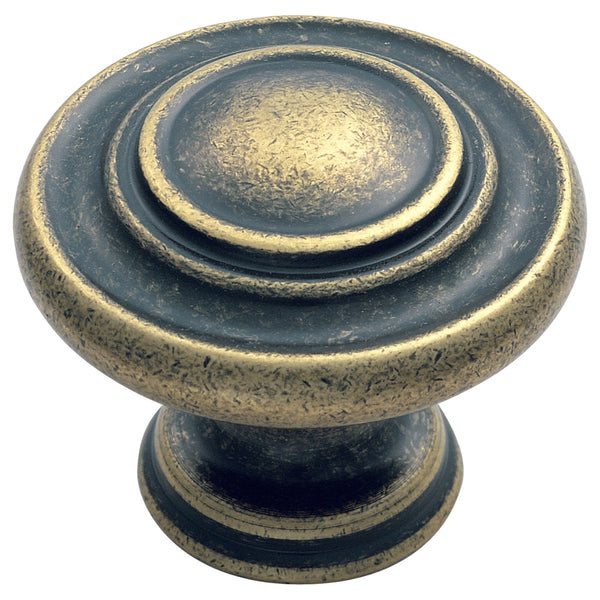 Carlisle Brass - Traditional Pattern Knob 34mm - Antique Burnished Brass - FTD515ABB - Choice Handles