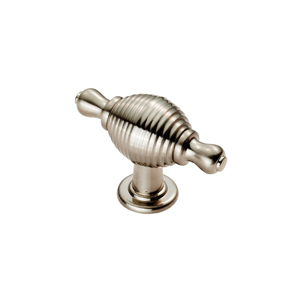 Carlisle Brass - Reeded Knob 70mm  with Finial Ears - Satin Nickel - FTD600RSN - Choice Handles