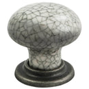 Carlisle Brass - Porcelain Mushroom Pattern Knob 35mm - Antique Steel Midnight Blue Crackle Glaze - FTD630AASMC - Choice Handles