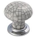 Carlisle Brass - Porcelain Mushroom Pattern Knob 35mm - Polished Chrome / Midnight Blue Crackle Glaze - FTD630ACPMC - Choice Handles