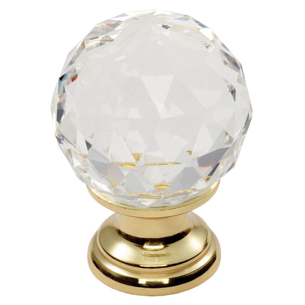Carlisle Brass - Clear Faceted Knob 30mm - Clear Translucent Brass - FTD670BCTB - Choice Handles