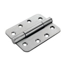 Eurospec - 102 X 76 X 3.4mm Concealed Bearing Hinge Grade 14 C/W Screws - Radius (Pair) - Satin Stainless Steel - H3N1207/14SSS/R - Choice Handles