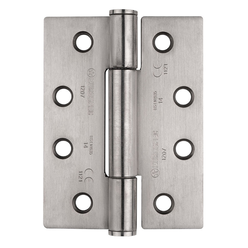 Eurospec - 102 X 76 X 3.4mm Concealed Bearing Hinge Grade 14 C/W Screws (Pair) - Satin Stainless Steel - H3N1207/14SSS - Choice Handles