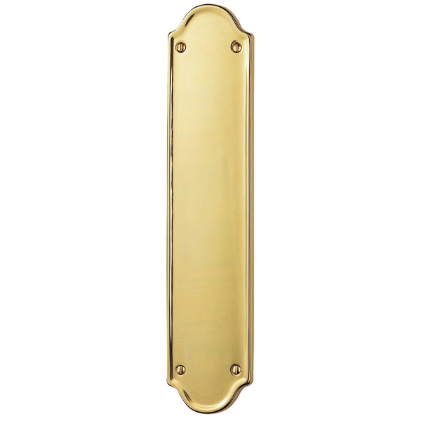 Carlisle Brass - Finger Plate - Shaped End 305mm X 64mm - Polished Brass - DL20
