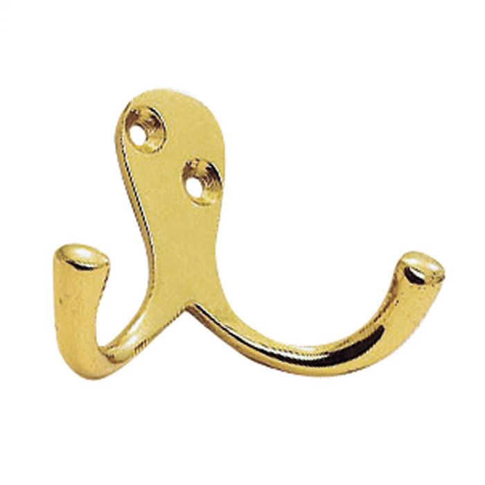 Carlisle Brass - Victorian Double Robe Hook - Polished Brass - AA27 - Choice Handles