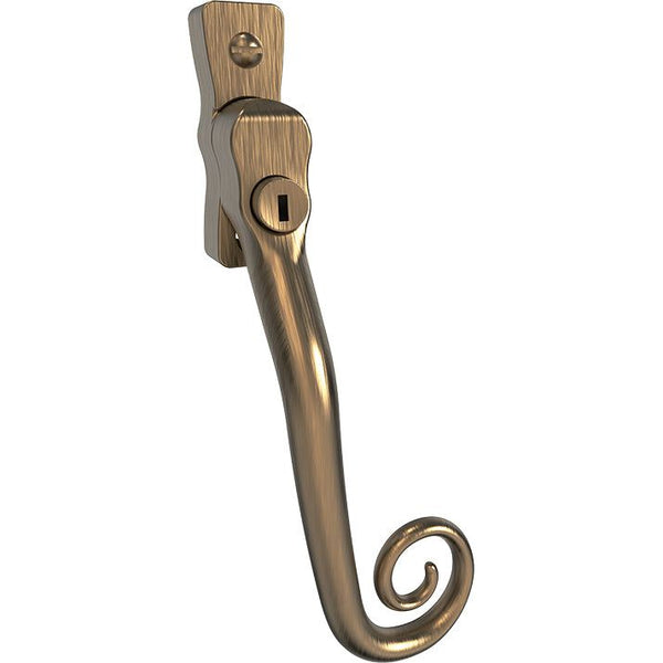 Mila - Heritage Monkey Tail Casement Handle Antique Bronze Right hand - CB700252