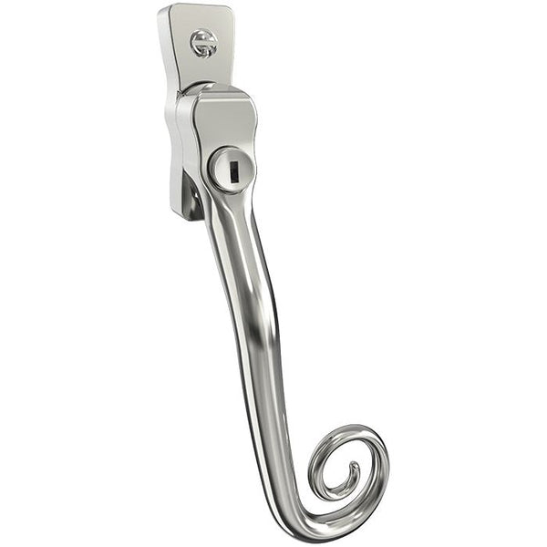 Mila - Heritage Monkey Tail Casement Handle Polished Chrome Left hand - CB700133