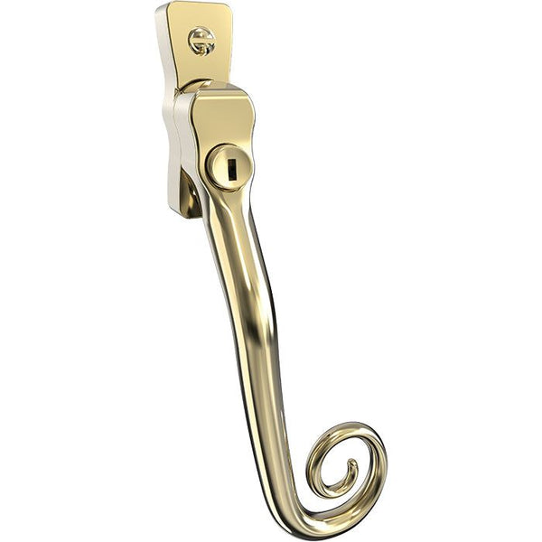 Mila - Heritage Monkey Tail Casement Handle Polished Gold Left hand - CB700163