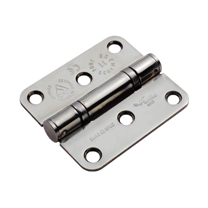 Eurospec - 76 X 67 X 2.5mm Ball Bearing Hinge Grade 11 C/W Screws - Radius (Pair) - Bright Stainless Steel - HIN13225/11BSS/R
