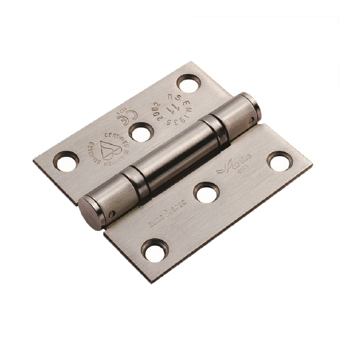 Eurospec - 76 X 67 X 2.5mm Ball Bearing Hinge Grade 11 C/W Screws (Pair) - Satin Stainless Steel - HIN13225/11SSS