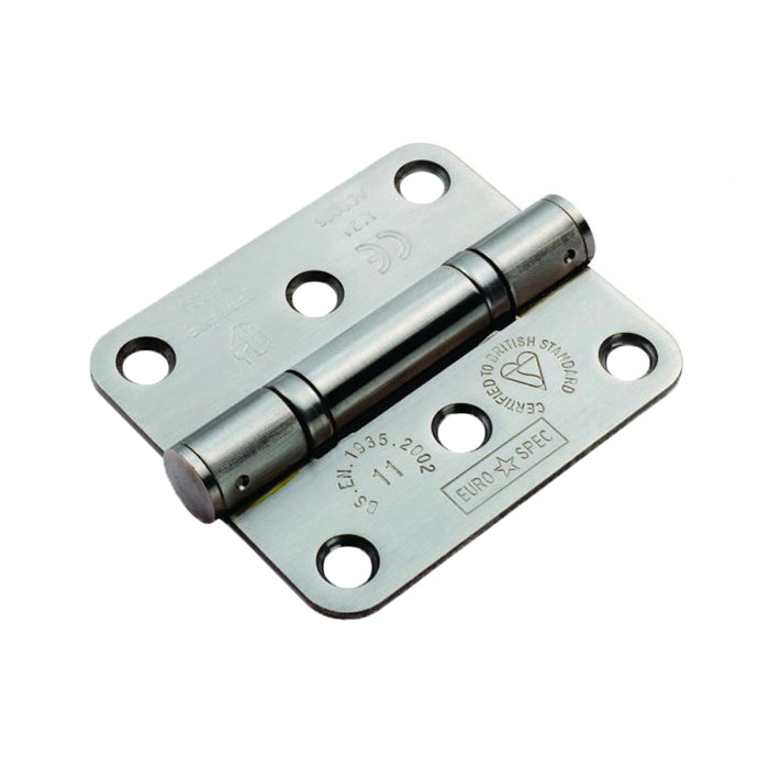 Eurospec - 76 X 67 X 2.5mm Ball Bearing Hinge Grade 11 C/W Screws - Radius (Pair) - Satin Stainless Steel - HIN13225/11SSS/R