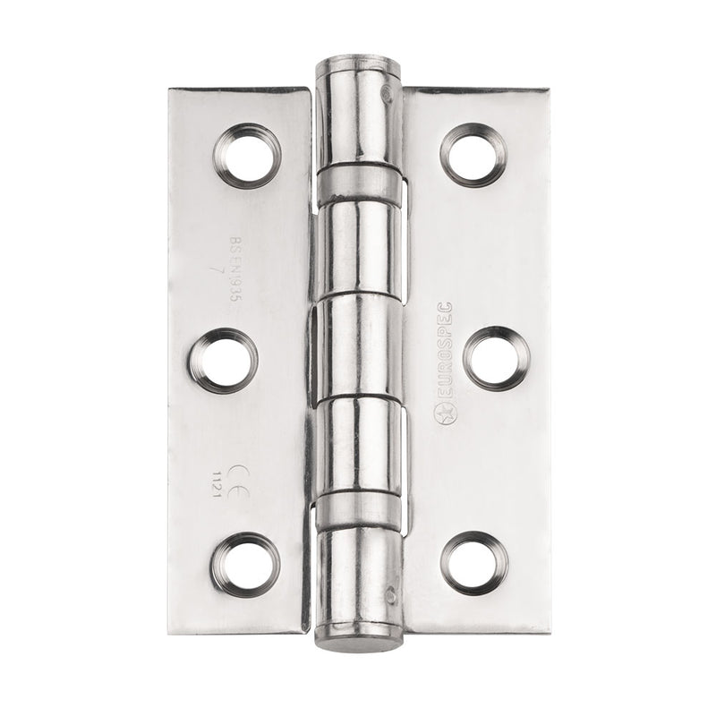 Eurospec - 76 X 51 X 2mm Ball Bearing Hinge Grade 7 C/W Screws (Pair) - Bright Stainless Steel - HIN1322/7BSS
