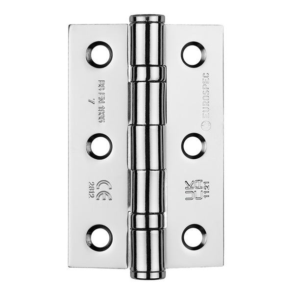 Eurospec - 76 X 51 X 2mm Ball Bearing Hinge - Grade 7 C/W Screws (Pair)  - Polished Chrome - HIN1322/7CP