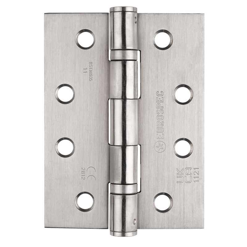 Eurospec - 102 X 76 X 2.2mm Ball Bearing Hinge Grade 11 C/W Screws (Pair) - Satin Stainless Steel - HIN14322/11SSS