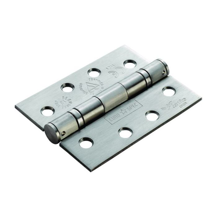 Eurospec - 102 X 76 X 3mm Ball Bearing Hinge Grade 13 C/W Screws (Pair) - Satin Stainless Steel - HIN1433/13SSS