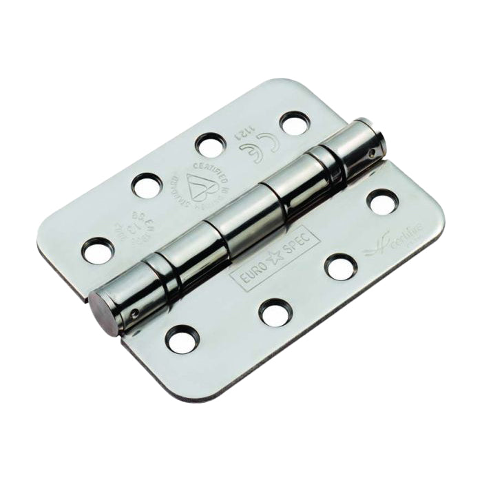 Eurospec - 102 X 76 X 3mm Ball Bearing Hinge Grade 13 C/W Screws (Pair) - Radius - Bright Stainless Steel - HIN1433/13BSS/R
