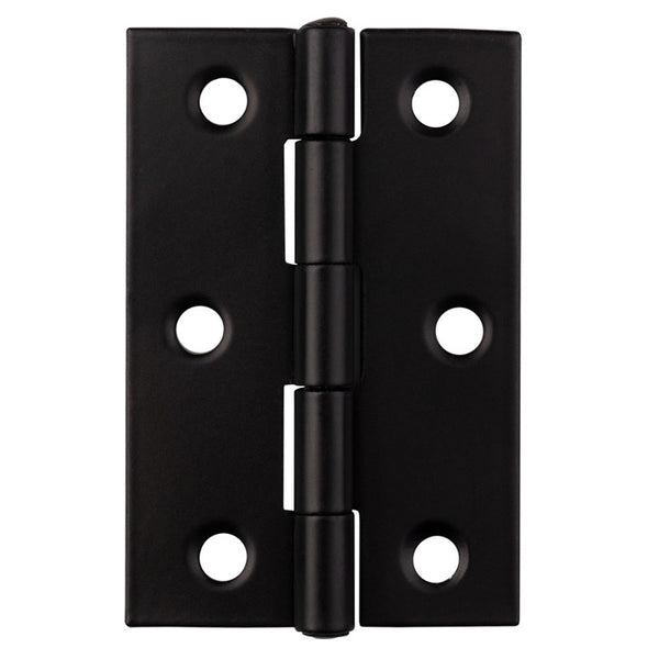 Carlisle Brass - 76 X 50 X 1.6mm Fixed Pin Hinge C/W Screws (Pair) - Powder Coat Black - HINFP1PCB