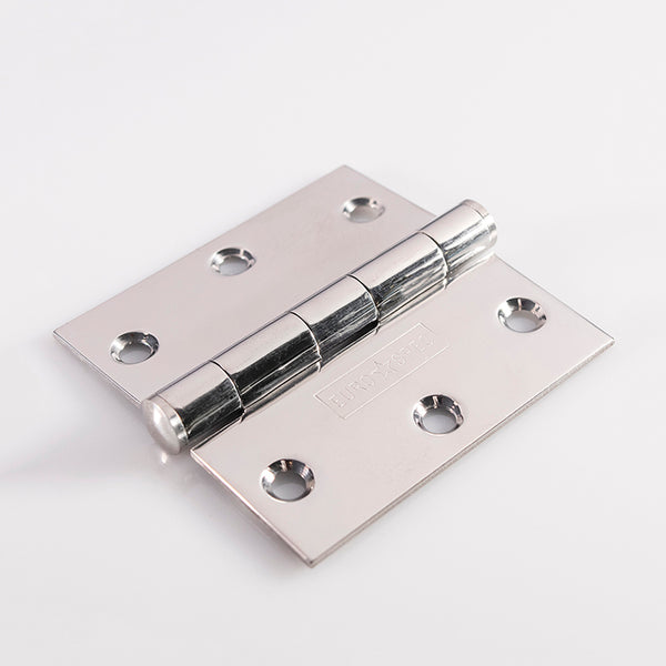 Eurospec - 76 X 76 X 2mm Plain Butt Hinge C/W Screws (Pair) - Bright Stainless Steel - HIP1332BSS