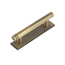 Hoxton Nile Cabinet Handles 96mm Ctrs Stepped Backplate Antique Brass - HOX-350AB-6050AB - Choice Handles