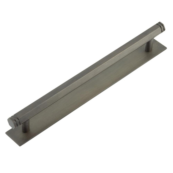 Hoxton Nile Cabinet Handles 224mm Ctrs Plain Backplate Dark Bronze - HOX-360DB-5060DB - Choice Handles