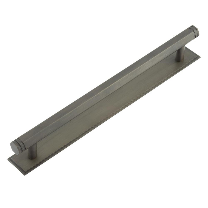 Hoxton Nile Cabinet Handles 224mm Ctrs Stepped Backplate Dark Bronze - HOX-360DB-6060DB - Choice Handles