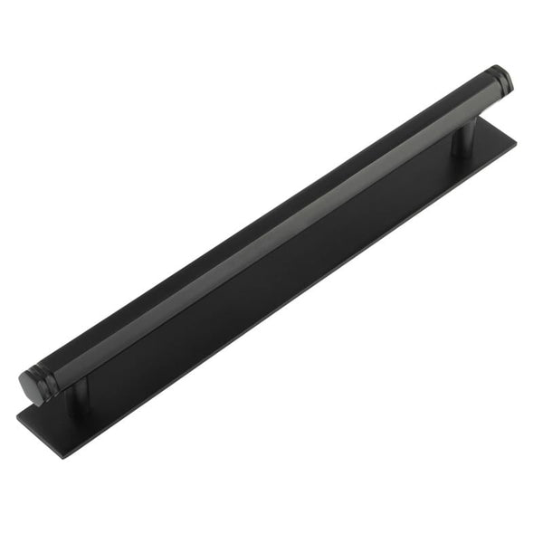 Hoxton Nile Cabinet Handles 224mm Ctrs Plain Backplate Black - HOX-360MB-5060MB - Choice Handles