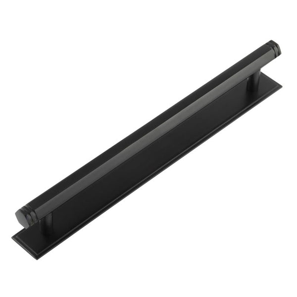 Hoxton Nile Cabinet Handles 224mm Ctrs Stepped Backplate Black - HOX-360MB-6060MB - Choice Handles