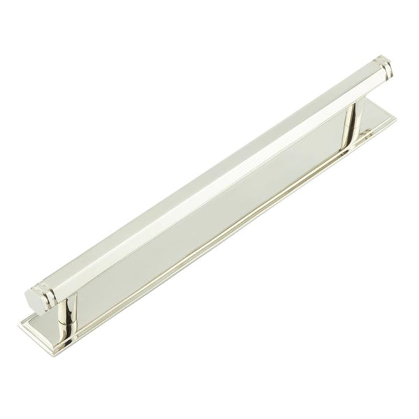 Hoxton Nile Cabinet Handles 224mm Ctrs Stepped Backplate Polished Nickel - HOX-360PN-6060PN - Choice Handles