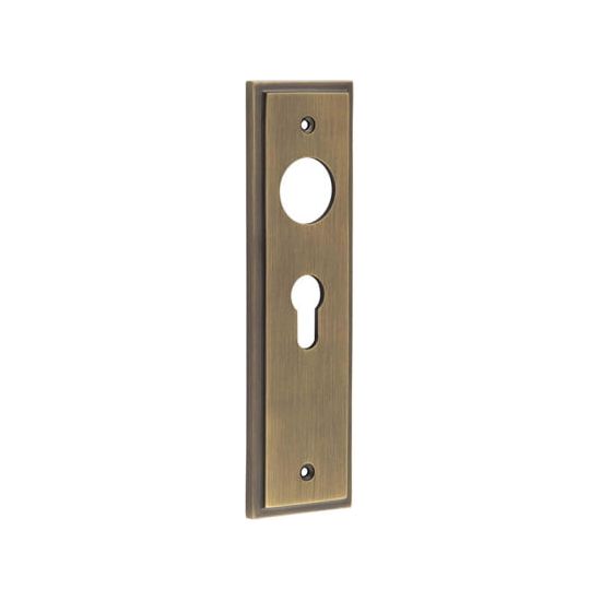 Burlington - Lever Handle Backplate Din Euro - Antique Brass - BUR454AB - Choice Handles