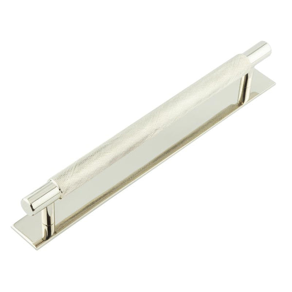 Hoxton - Taplow Cabinet Handles 224mm Ctrs Plain Backplate - Polished Nickel - HOX-2060PN-5060PN - Choice Handles