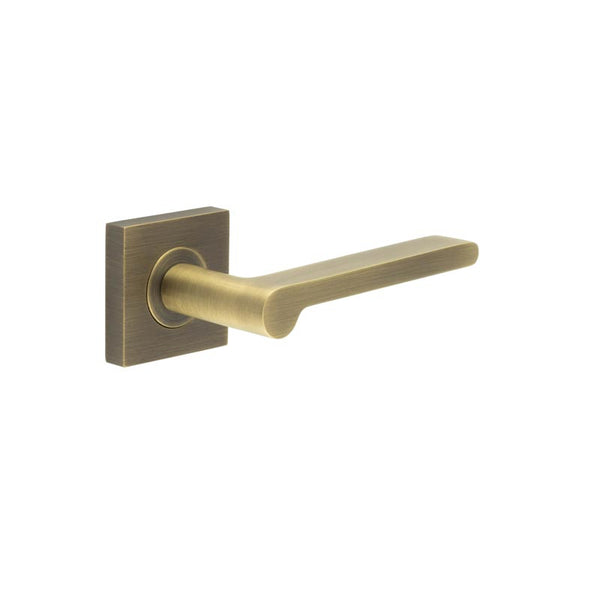 Burlington - Fitzrovia Door Handles Square On Plain Rose  - Antique Brass - BUR15KIT6 - Choice Handles