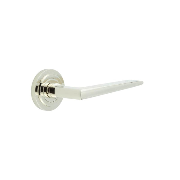 Burlington - Mayfair Door Handle on Stepped Rose  - Polished Nickel - BUR10KIT159 - Choice Handles