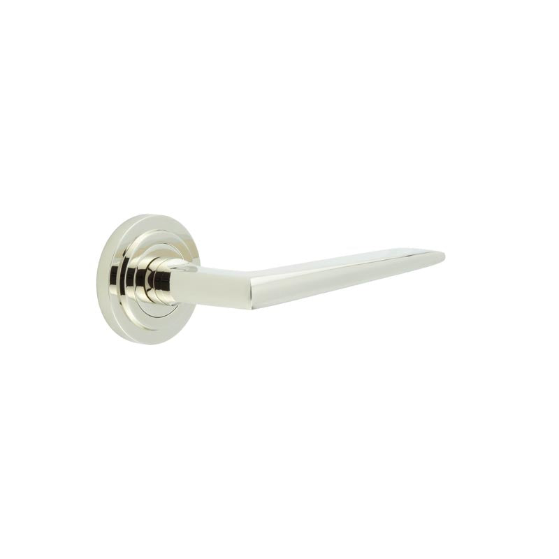 Burlington - Mayfair Door Handle on Stepped Rose  - Polished Nickel - BUR10KIT159 - Choice Handles