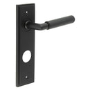 Burlington - Piccadilly Door Handle On Din Bathroom Backplate - Black - BUR40KIT338 - Choice Handles