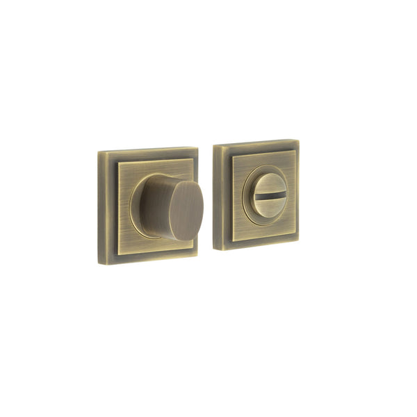 Burlington - Turns & Releases Inner 3 Square Stepped Rose - Antique Brass - BUR-81AB-152AB - Choice Handles
