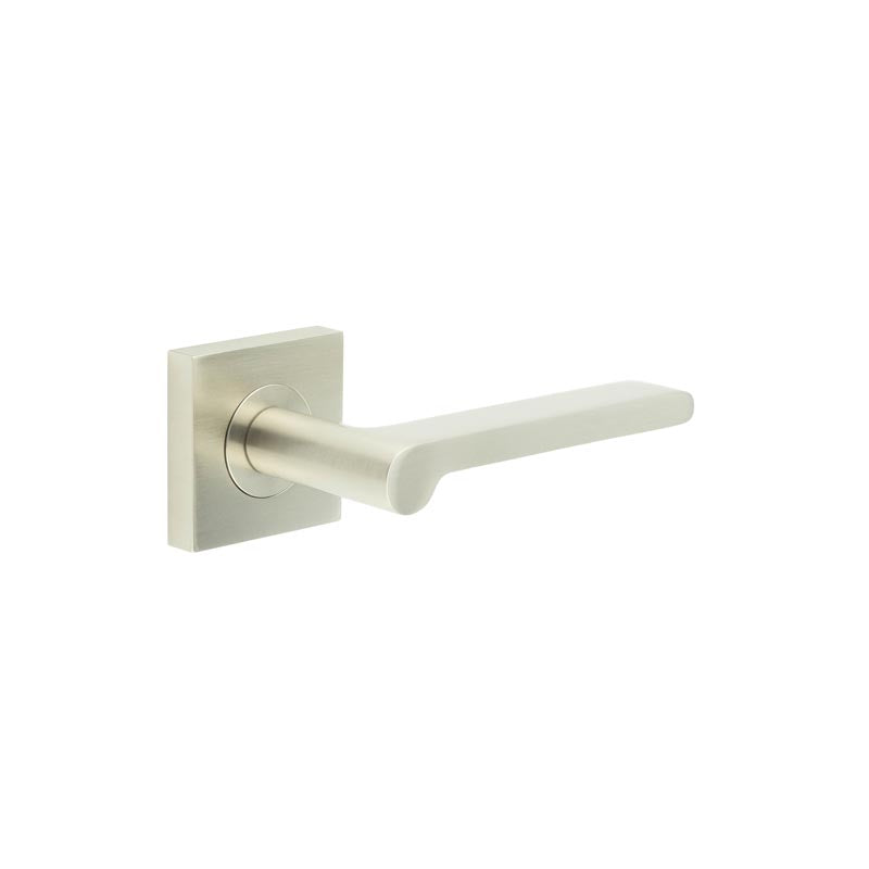 Burlington - Fitzrovia Door Handles Square On Plain Rose  - Satin Nickel - BUR15KIT318 - Choice Handles