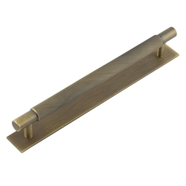 Hoxton - Taplow Cabinet Handles 224mm Ctrs Plain Backplate - Antique Brass - HOX-2060AB-5060AB - Choice Handles