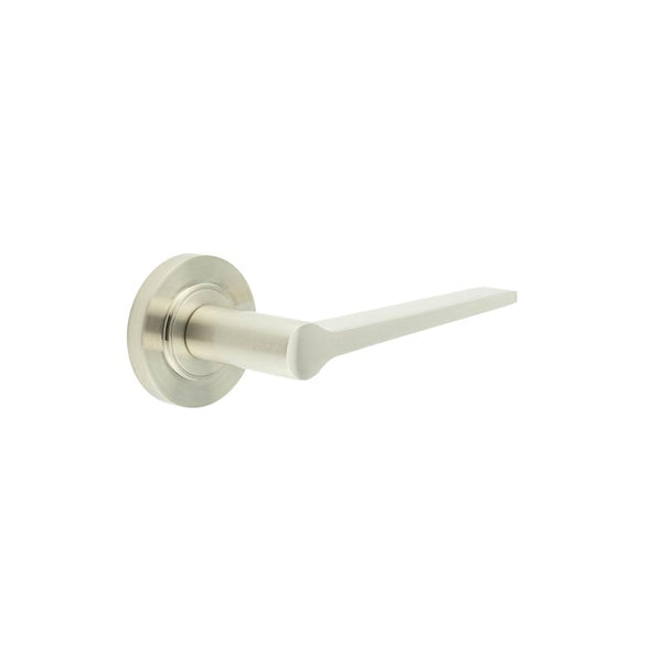 Burlington - Knightsbridge Door Handle on Chamfered Rose  - Satin Nickel - BUR20KIT314 - Choice Handles