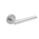Burlington - Atlanta Door Handles on Rose Grade 201  - Satin Stainless Steel - JSS214 - Choice Handles