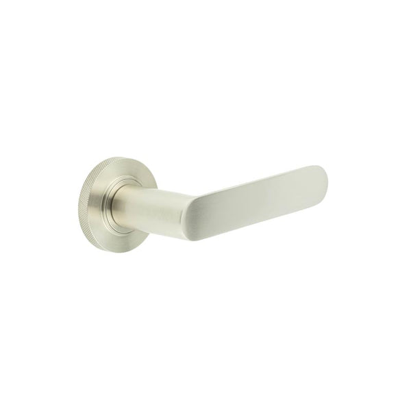 Burlington - Kensington Door Handles On Knurled Rose  - Satin Nickel - BUR25KIT317 - Choice Handles