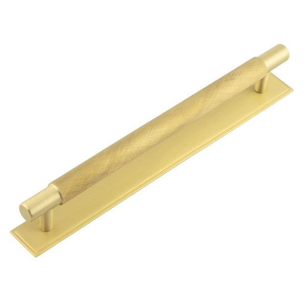 Hoxton - Taplow Cabinet Handles 224mm Ctrs Stepped Backplate - Satin Brass - HOX-2060SB-6060SB - Choice Handles