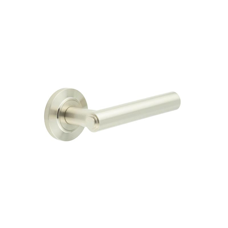 Burlington - Richmond Door Handles On Chamfered Rose  - Satin Nickel - BUR45KIT314 - Choice Handles