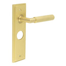 Burlington - Piccadilly Door Handle On Bathroom Backplate - Satin Brass - BUR40KIT244 - Choice Handles