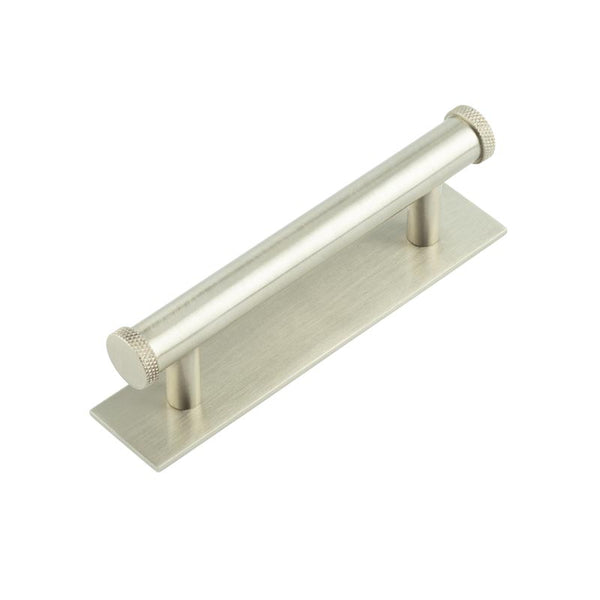 Hoxton Wenlock Cabinet Handles 96mm Ctrs Plain Backplate - Satin Nickel - HOX-150SN-5050SN - Choice Handles