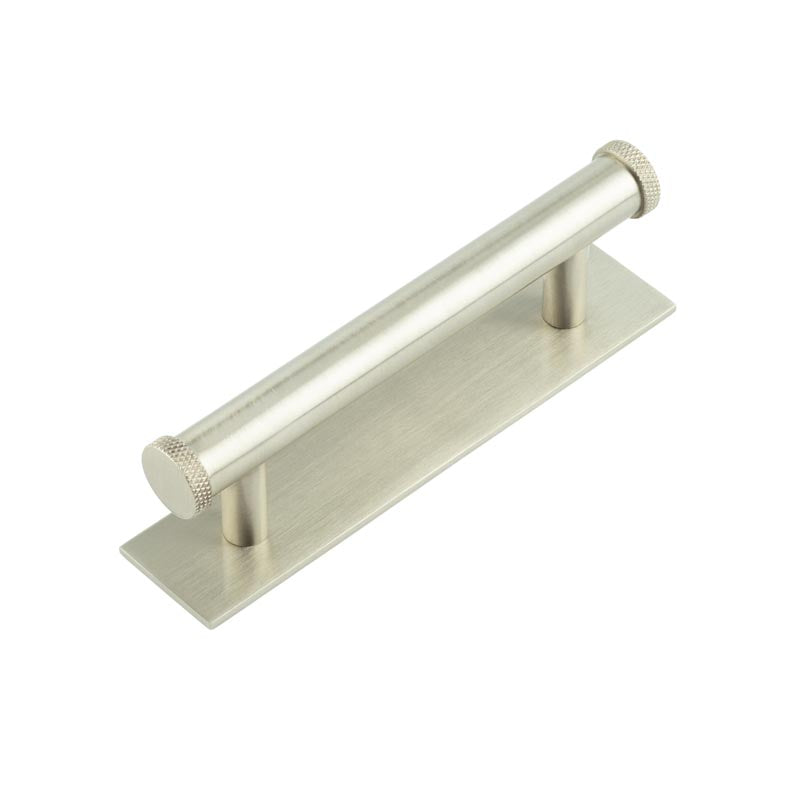Hoxton Wenlock Cabinet Handles 96mm Ctrs Plain Backplate - Satin Nickel - HOX-150SN-5050SN - Choice Handles