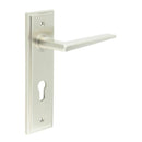 Burlington - Mayfair Door Handle On Din Euro Backplate - Satin Nickel - BUR10KIT324 - Choice Handles
