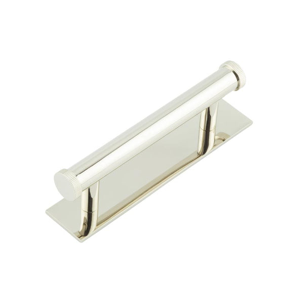 Hoxton Thaxted Cabinet Handles 96mm Ctrs Plain Backplate   - Polished Nickel - HOX-250PN-5050PN - Choice Handles