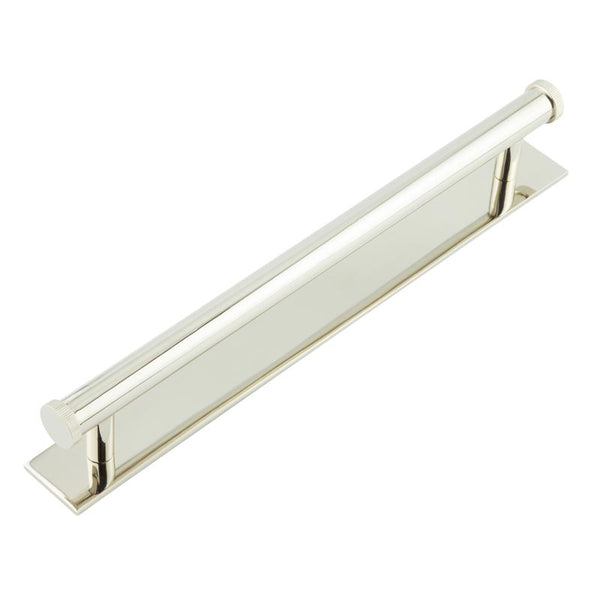 Hoxton Thaxted Cabinet Handles 224mm Ctrs Plain Backplate   - Polished Nickel - HOX-260PN-5060PN - Choice Handles