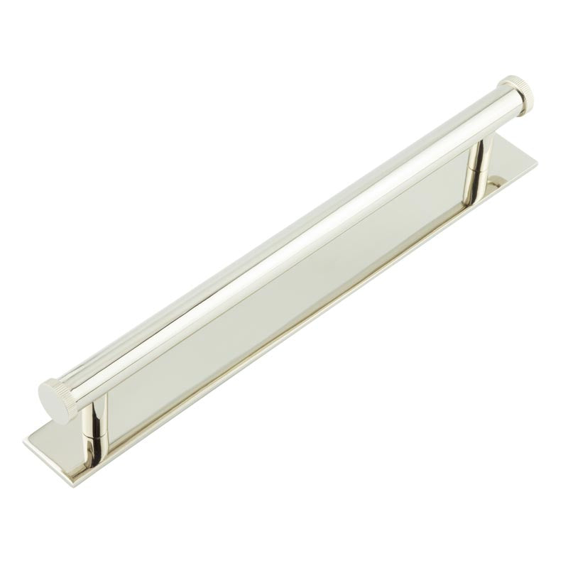 Hoxton Thaxted Cabinet Handles 224mm Ctrs Plain Backplate   - Polished Nickel - HOX-260PN-5060PN - Choice Handles