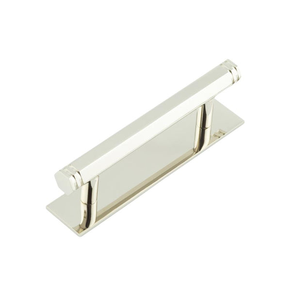 Hoxton - Nile Cabinet Handles 96mm Ctrs Plain Backplate - Polished Nickel - HOX-350PN-5050PN - Choice Handles